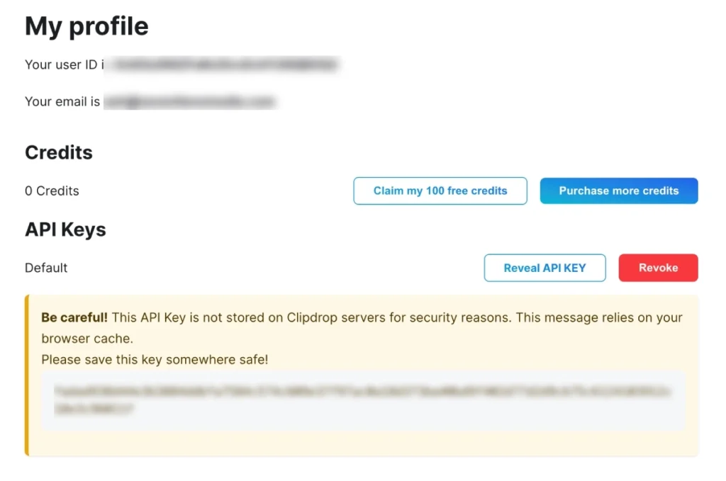 How to Create Clipdrop API Key step 6