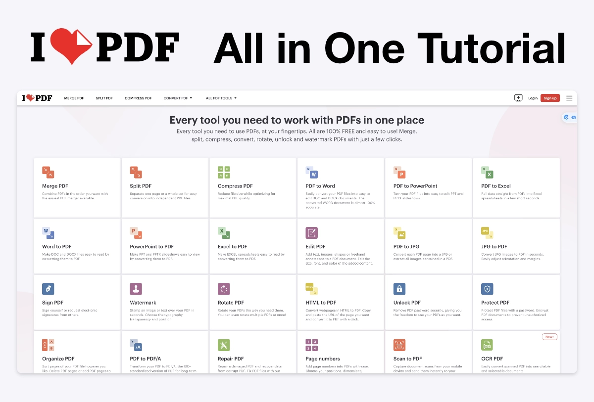 ILovePDF Merge Split Compress PDF To PowerPoint All In One Tutorial